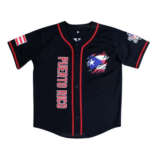 Clemente #21 Black Puerto Rico Flag Baseball Jersey – Sewn, Custom Name, All Sizes
