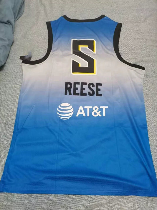 Throwback Angel Reese #5 Basketball Jersey Sewn Custom S-3XL blue