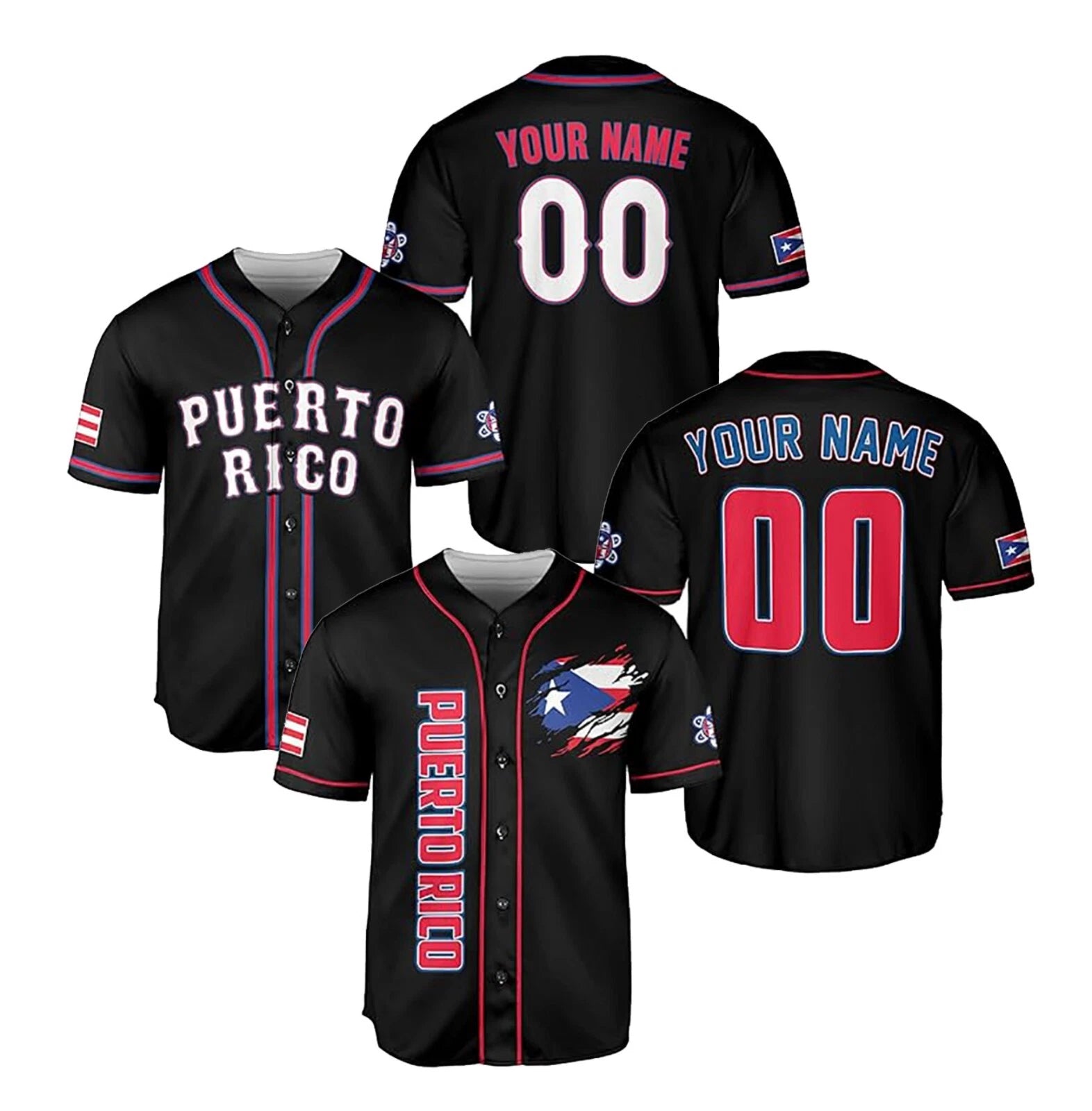 Clemente Lindor Baez Team Puerto Rico Flag Baseball Jersey