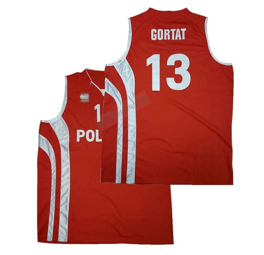 Throwback Gortat #13 Team Poland Polska Basketball Jersey