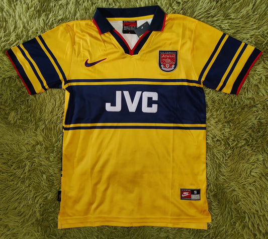 Arsenal 1997/99 Away Bergkamp Retro Vintage Yellow Football Shirt Jersey