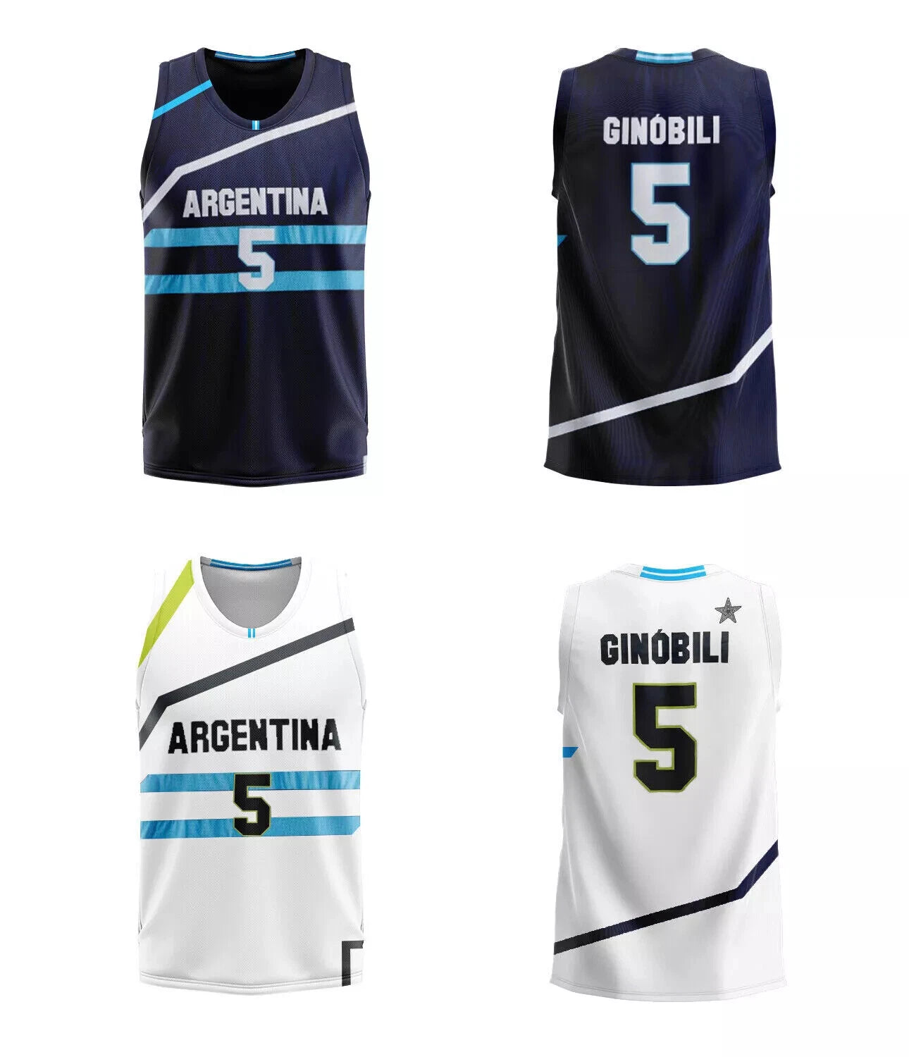 2012 London Ginóbili #5 Team Argentina Basketball Jersey