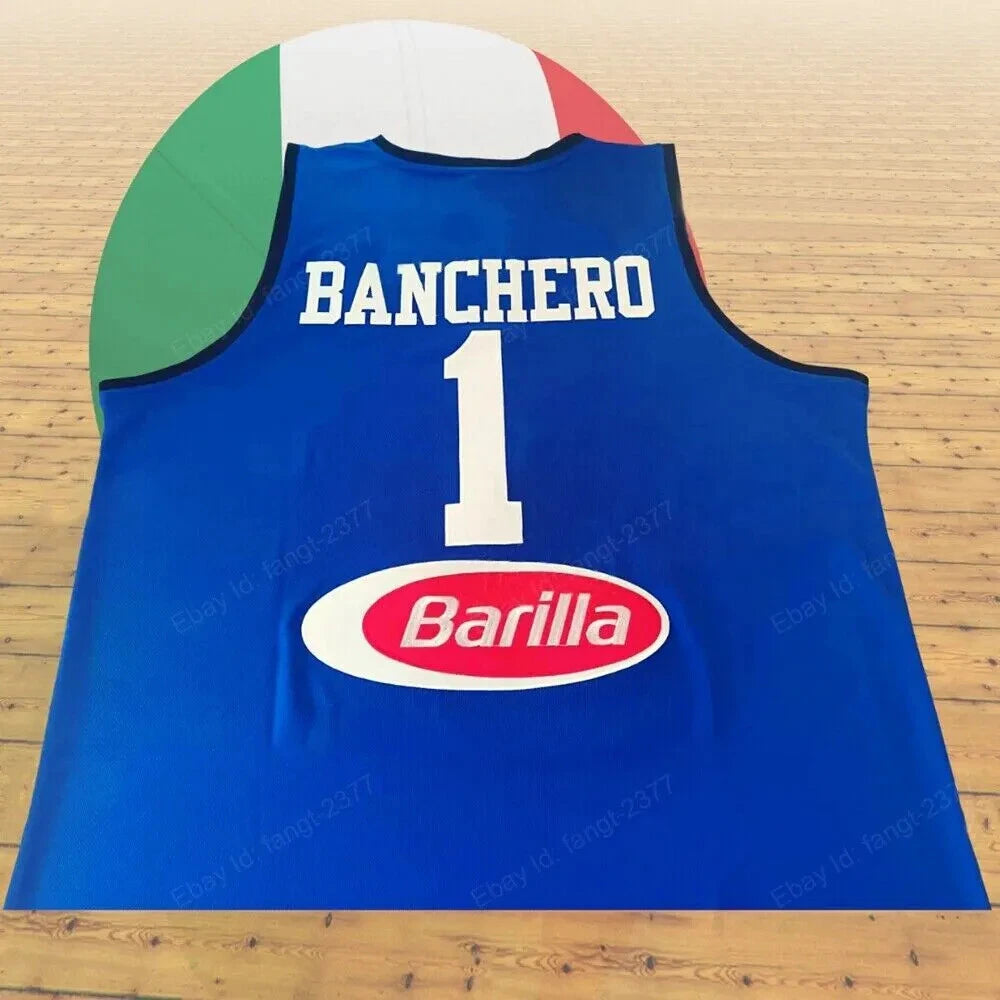 Throwback Banchero #1 Team Italy Italia Basketball Jersey