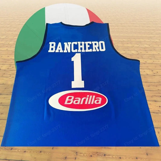 Throwback Banchero #1 Team Italy Italia Basketball Jersey