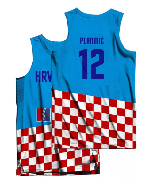Custom Planinić #12 Šarić #9 Team Croatia Basketball Jersey