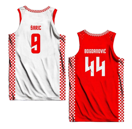 Custom Bogdanović #44 Šarić #9 Team Croatia Basketball Jersey