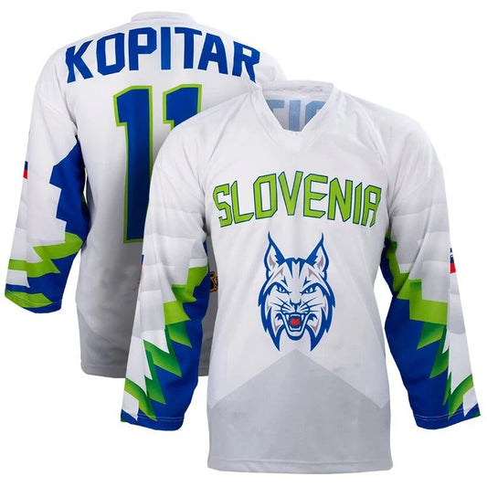 Custom Kopitar #11 Slovenia Slovenija Hockey Jersey