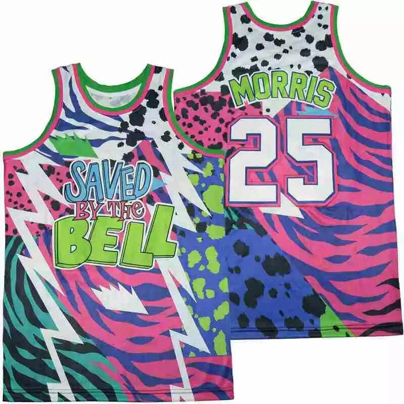 Morris #25 Bayside Movie Saved By The Bell Basketball Jersey