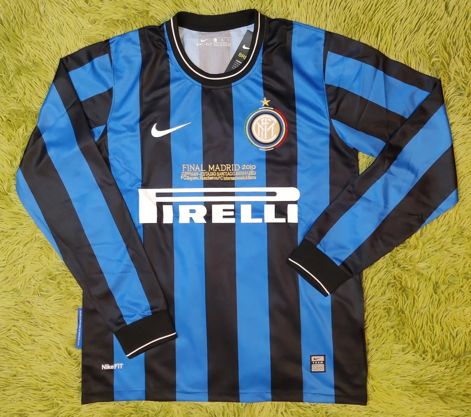 nter Milan 2009/10 UCL Final Zanetti 4 Rare Home Futbol Jersey LS