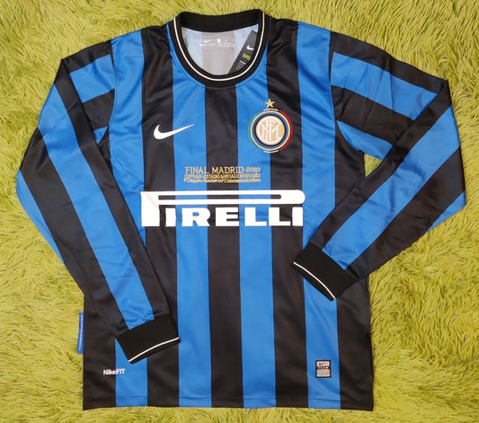 nter Milan 2009/10 UCL Final Zanetti 4 Rare Home Futbol Jersey LS
