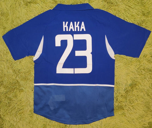 Brazil 2002 Away Kaka #23 Retro Soccer Futbol Football Blue Jersey