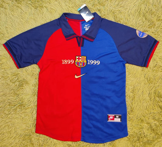 Barcelona 1999/00 Home Kluivert #9 Retro Rare Soccer Centenario Shirt Jersey