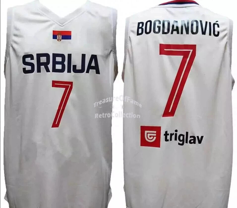 Throwback Bogdanovic #7 Team Serbia Srbija Basketball Jersey