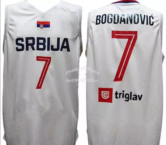 Throwback Bogdanovic #7 Team Serbia Srbija Basketball Jersey