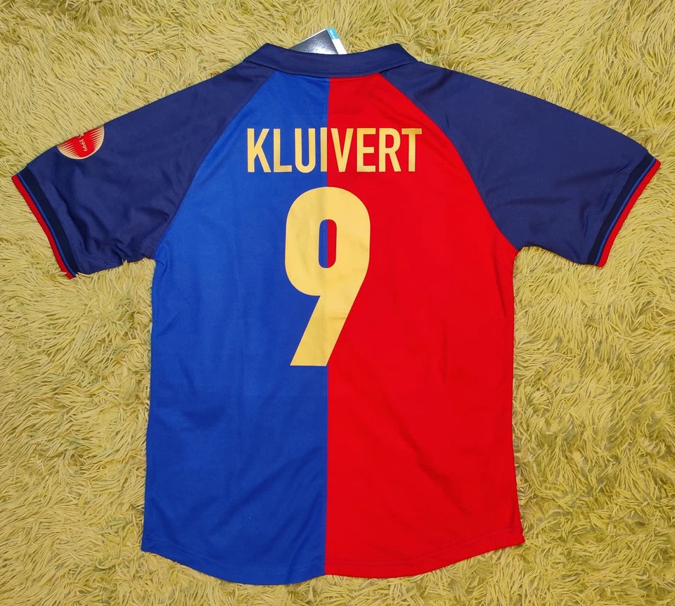 Barcelona 1999/00 Home Kluivert #9 Retro Rare Soccer Centenario Shirt Jersey