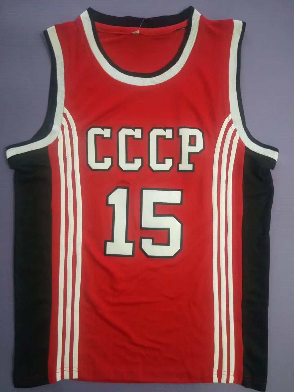 Vintage Sabonis #15 Russia CCCP Soviet Basketball Jerseys