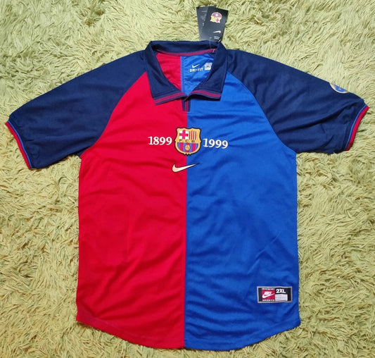 Barcelona 1999/00 Home Rivaldo #11 Retro Rare Soccer Centenario Shirt Jersey