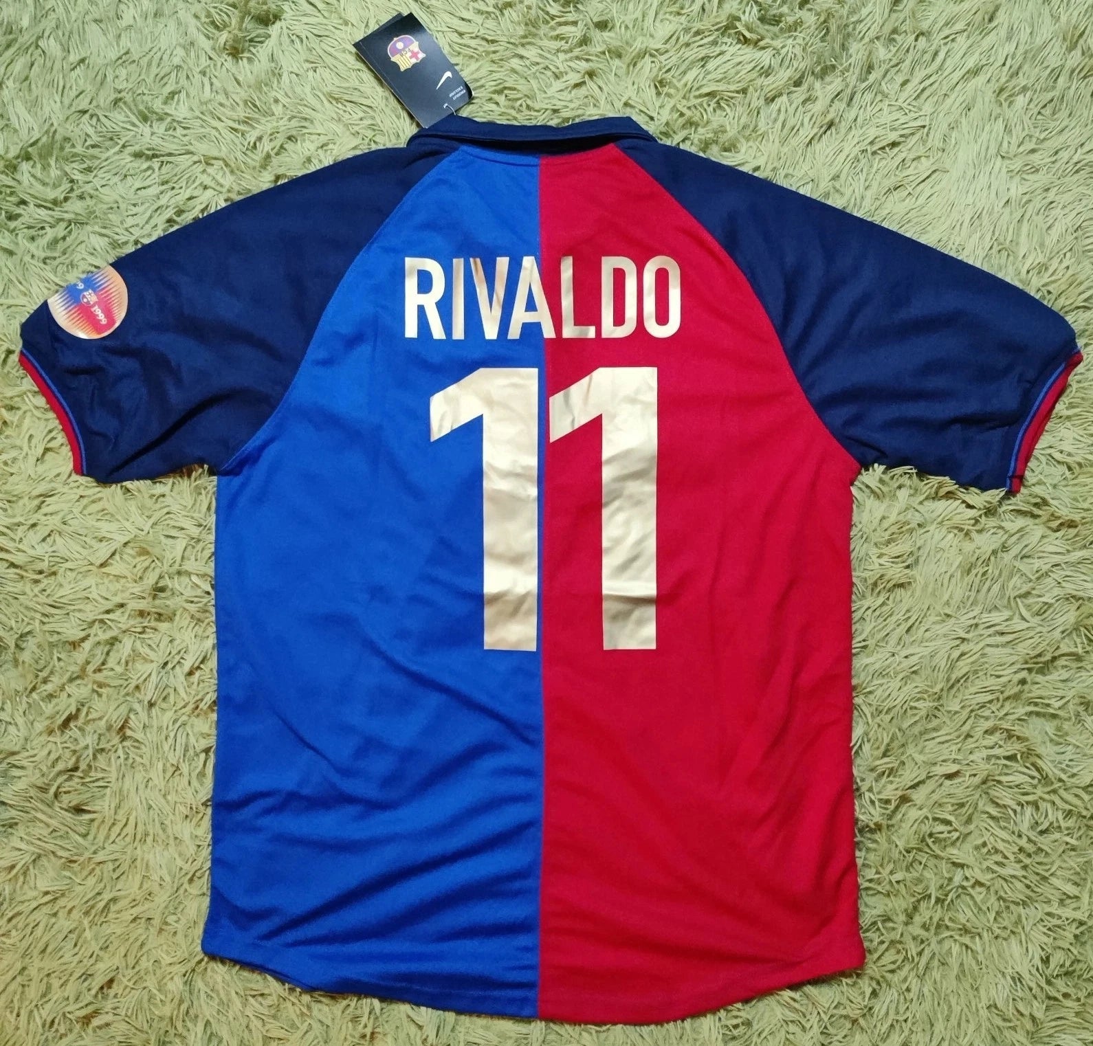 Barcelona 1999/00 Home Rivaldo #11 Retro Rare Soccer Centenario Shirt Jersey