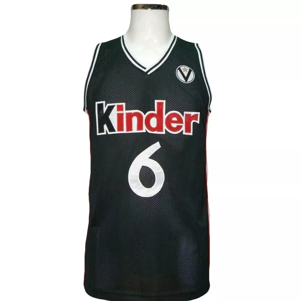 Throwback Ginobili #6 Kinder Bolonia Basketball Jersey