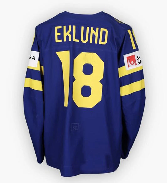 Retro Youth Men Eklund #18 Team Sweden Hockey Jersey