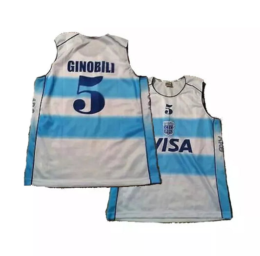2004 Ginobili #5 Team Argentina Basketball Jersey