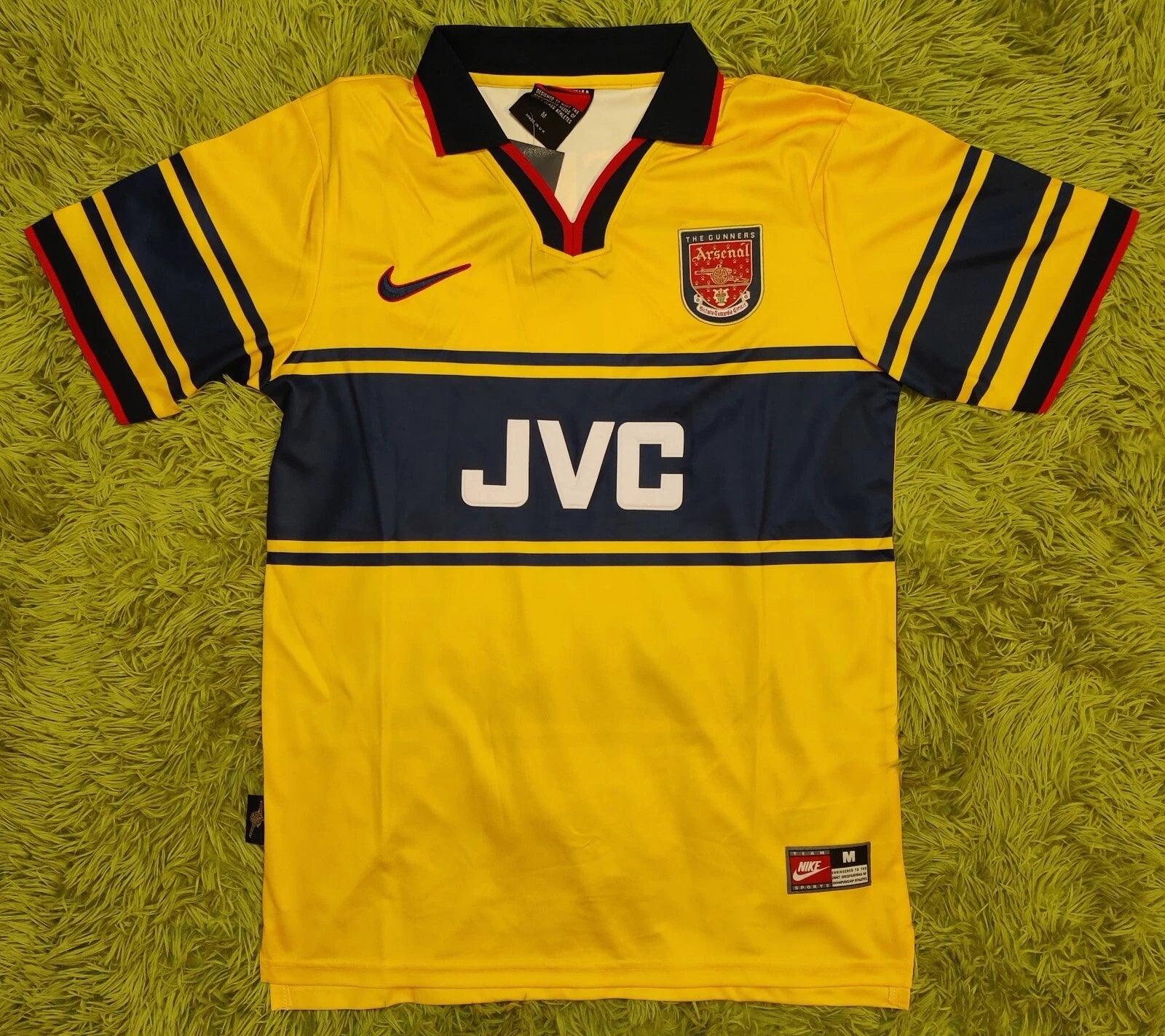 Arsenal 1997/99 Away Retro Bergkamp #10 Yellow Soccer Football Shirt Jersey