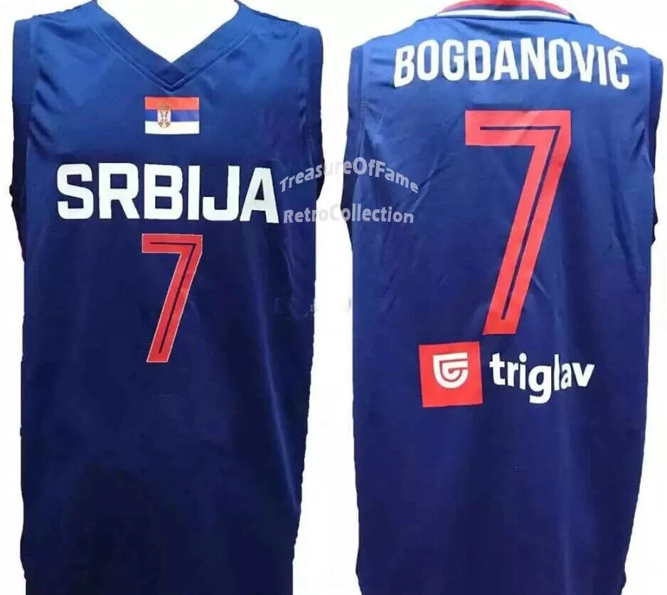 Throwback Bogdanovic #7 Team Serbia Srbija Basketball Jersey