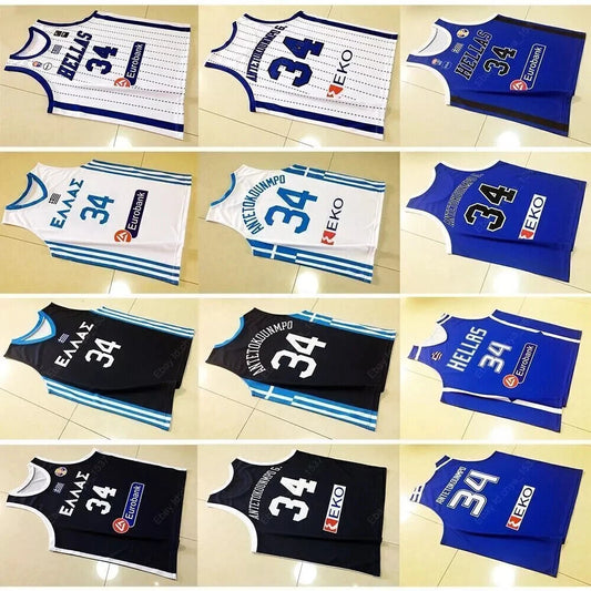 Youth/Adult 2021 Antetokounmpo #34 Team Greece Basketball Jersey