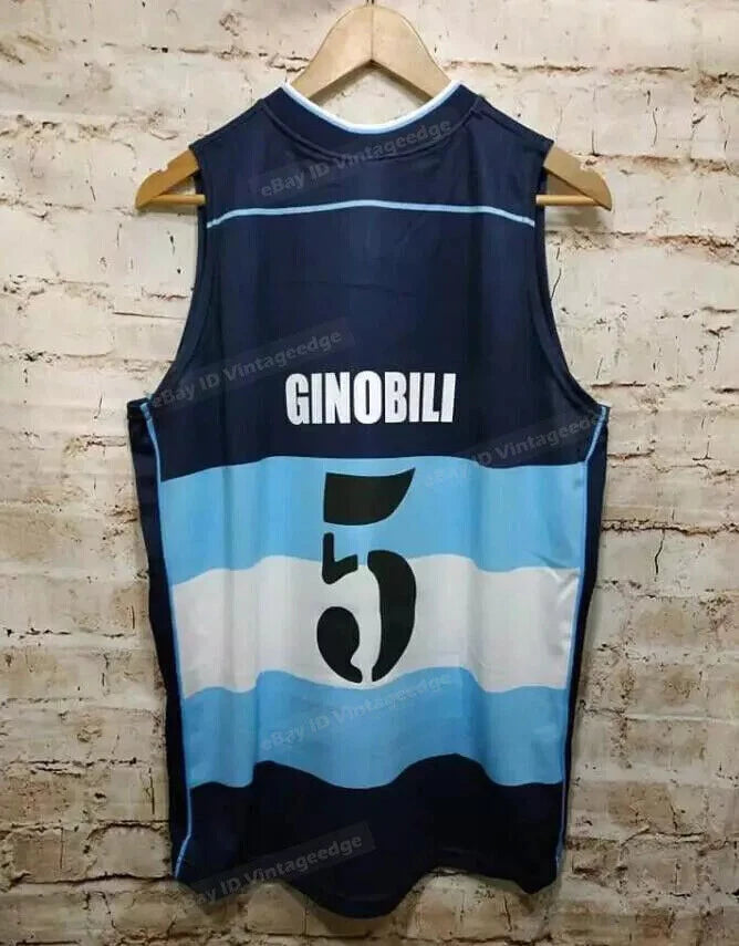 2002 Ginóbili #5 Origenes Argentina Ginobili Basketball Jerseys