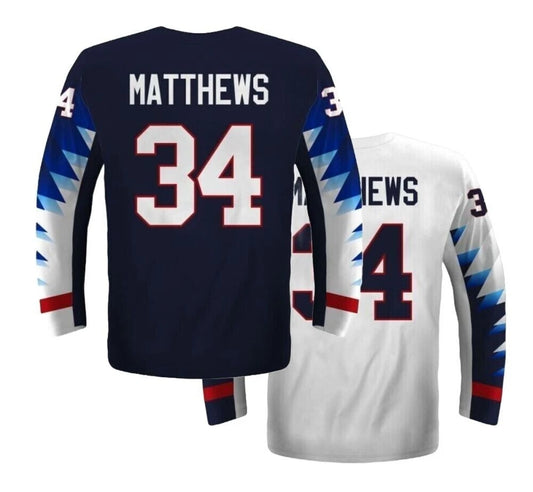 Retro 2018 Matthews Team US Hockey Jersey