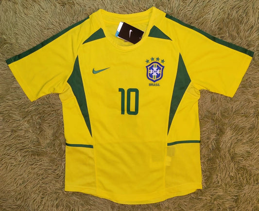 Brazil Rivaldo #10 World Cup 2002 Home Yellow Soccer Football Futbol Jersey