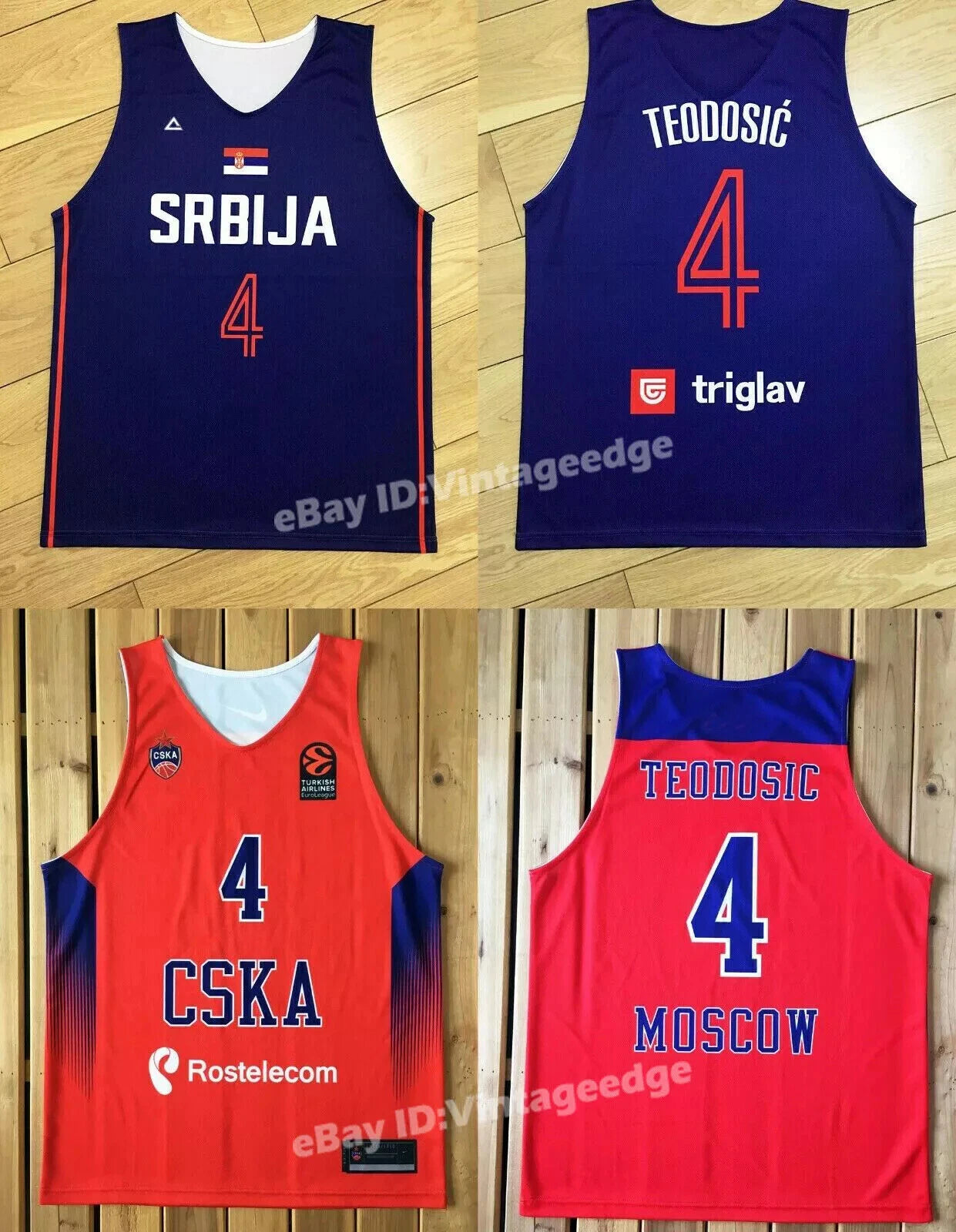 Teodosic #4 Serbia Srbija Moscow CSKA Basketball Jersey