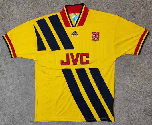 Arsenal 1993/94 Away Yellow Retro JVC Soccer Futbol Football Shirt Jersey