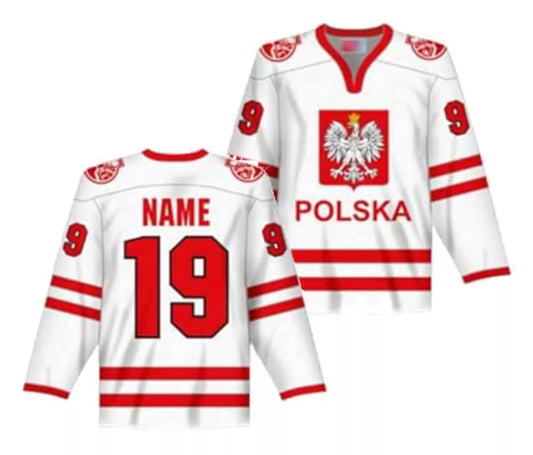 Custom Retro Youth/Men Team Poland Hockey Jersey