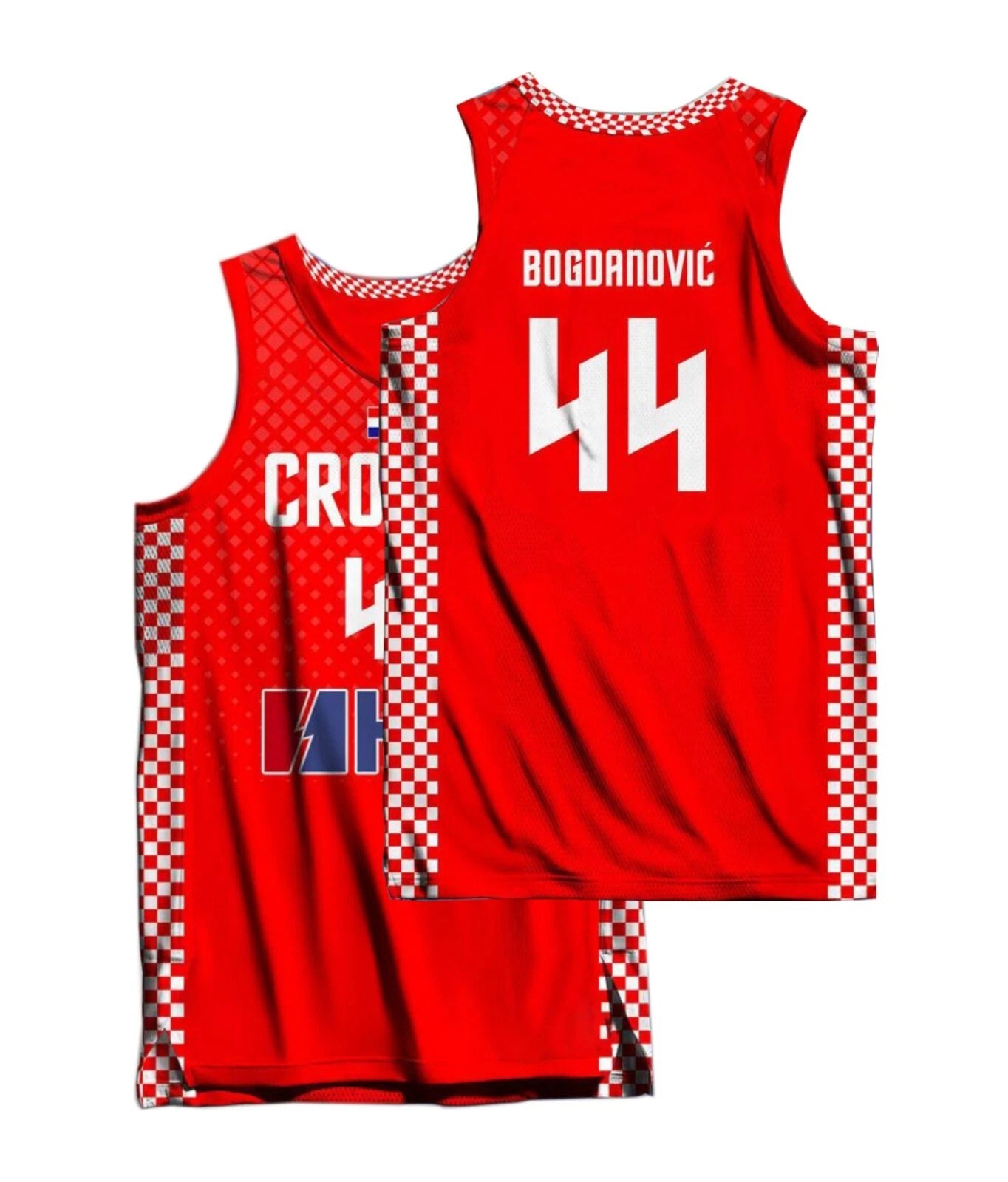 Custom Bogdanović #44 Šarić #9 Team Croatia Basketball Jersey