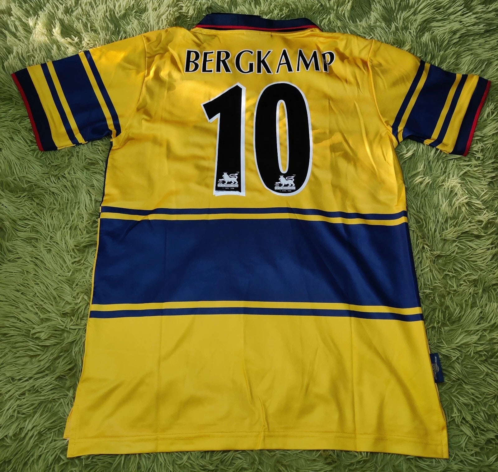 Arsenal 1997/99 Away Retro Bergkamp Yellow Soccer Football Futbol Shirt Jersey