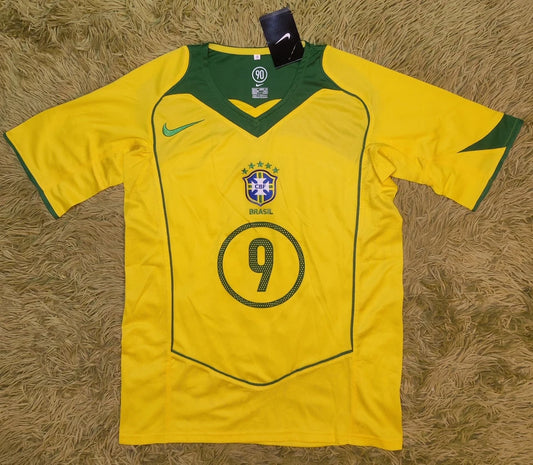 Brazil 2004 Home Ronaldo #9 Retro Vintage Soccer Futbol Football Shirt Jersey