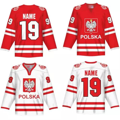 Custom Retro Youth/Men Team Poland Hockey Jersey
